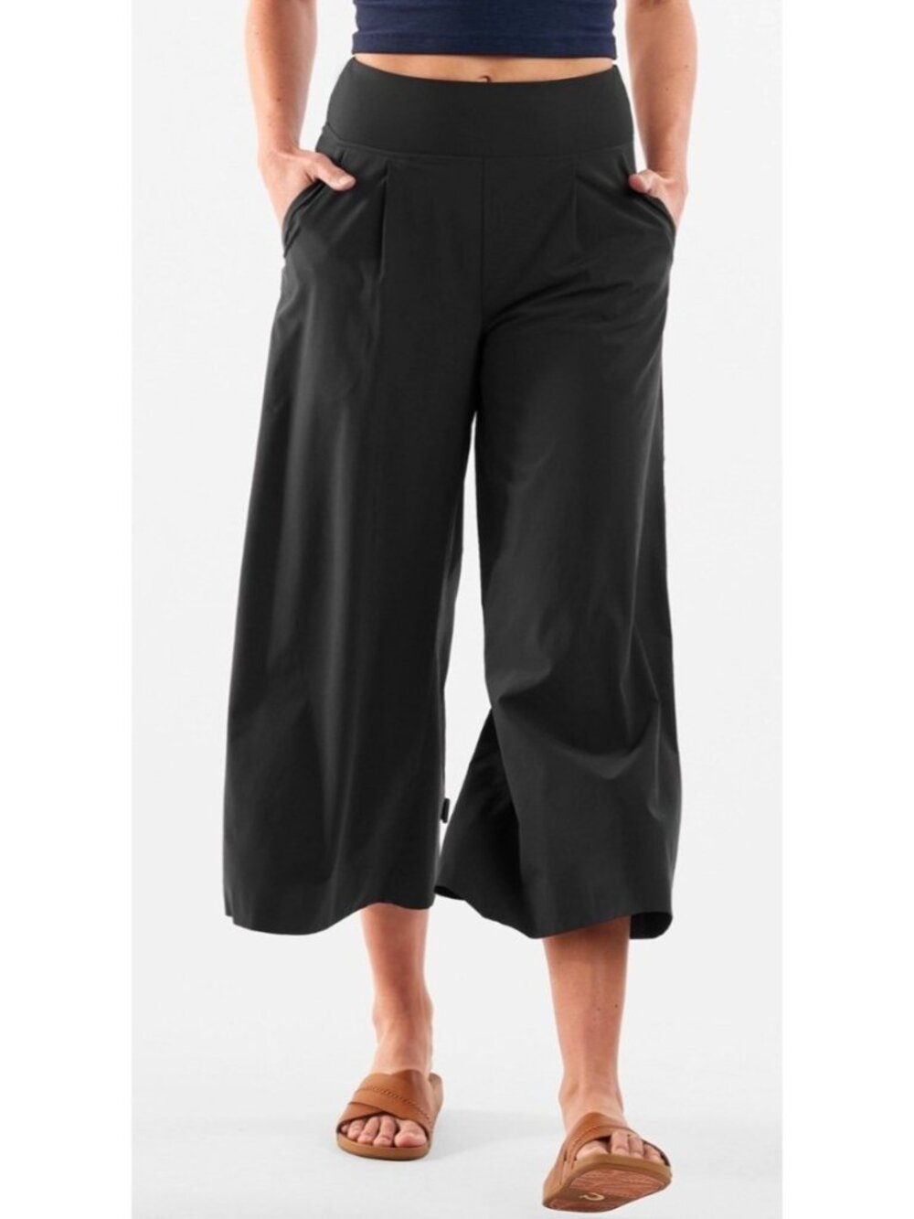 Title Nine Women's Sz L Black Round Trip Wide-Leg Pants Recycled Fabric